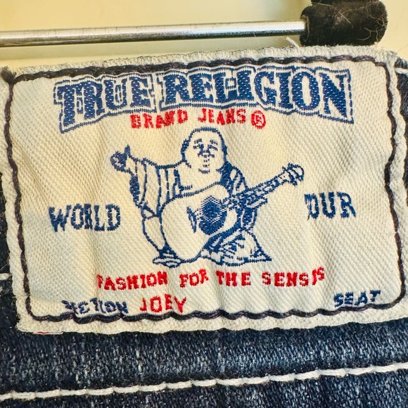 True Religion Dark Blue Low Rise Flare Jeans - Picture 3 of 7